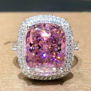 Elegant Pink and Silver Women's Ring size 10